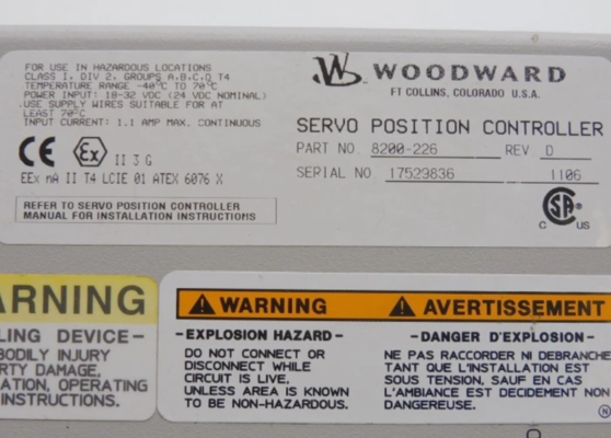 8200-226 Controller di posizione servo di Woodward