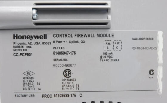 Honeywell CC-PCF901 Control Firewall Module con alimentazione a corrente continua 24V per la protezione della sicurezza della rete e la distribuzione della rete FTE
